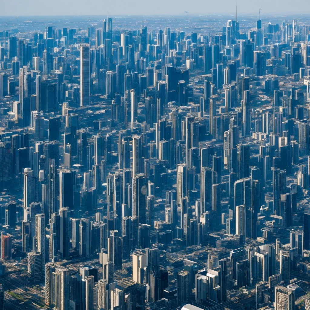 A building that evokes the world of Gundam,Buildings,Futuristic cityscape,Bird's-eye view,