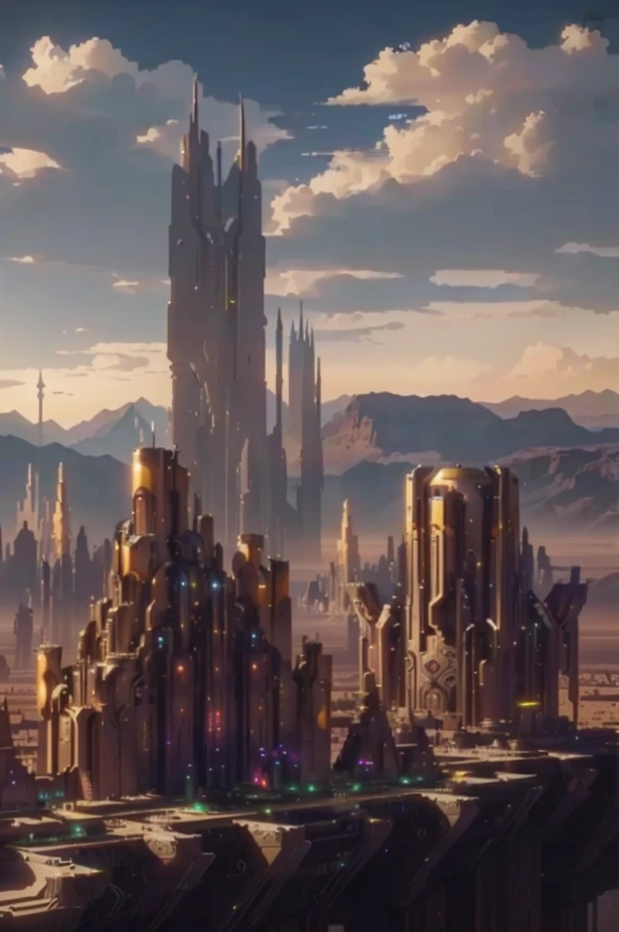 futuristic city in the middle of a desert with mountains in the background, big and structured valhalla city, ancient sci - fi city, huge futuristic temple city, anime concept hdr anime macmanus, epic 8 k hd anime shot, in front of a fantasy city, intricate ornate anime cgi style, in fantasy sci - fi city, fantasy capital city, ancient steampunk city,futuristic city in the middle of a desert with mountains in the background, big and structured valhalla city, ancient sci - fi city, huge futuristic temple city, anime concept hdr anime macmanus, epic 8 k hd anime shot, in front of a fantasy city, intricate ornate anime cgi style, in fantasy sci - fi city, fantasy capital city, ancient steampunk city