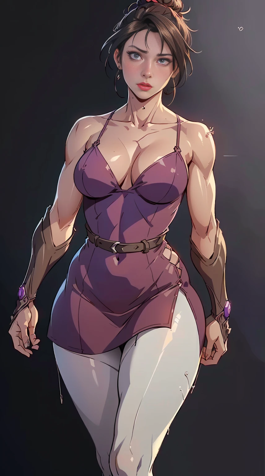 Hyper realistic super detailed sexy (Aunt June (Secret Class)), Very detailed, expressions faciales sexy, seductive facial expressions, [:(Face detail: 1.4): 0.4], 16K resolution, 4k resolution, dinamic lighting, High definition resolution, (hyper realistic: 1.4),(contrasting background: 1.5), (Anatomy of the hyperrealistic arm), (Hyperrealistic anatomy of the legs), (peau propre), (lighting cinematic: 1.7), (intime), (Technologie NVIDIA RTX Ray Tracing), (Anatomy of the hyperrealistic arm: 2), (Ventre plat parfait), (image couleur),  (Aunt June (Secret Clasedium breasts , mature female, horny ,16k, glowing eyes, detailed 4k eyes, seduction,sexy lips, parted lips,detailed lips, red lips, high, ((big purple eyes)), detailed face, shiny skin, auntjunev3, auntjune, hair bun, bangs, messy hair ,  medium breasts, brown pantyhose, pantyhose, thighs, dress, red dress, sleeveless dress, collarbone, looking at viewer , masterpiece, best quality, highly detailed, desire, blush, perfect hands, blush, shy, tight gap, skindentation