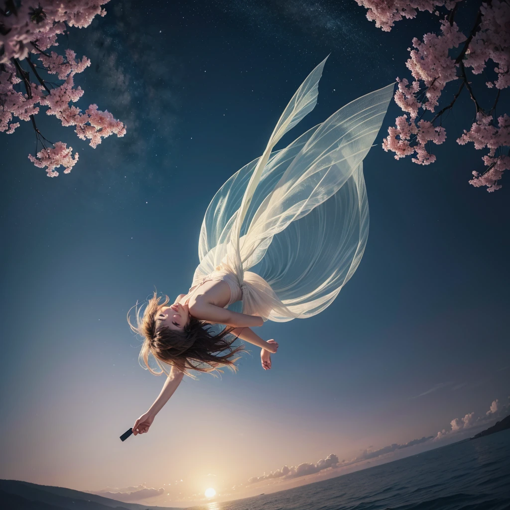 (extremely detaild, best qualityer), floating, an extremely delicate and beautiful dream scene,, , [(1 girl),(long purple hair), face detailed, neck ribbon, elegant blue dress, standing on a cloud, (wide plan), (mysterious atmosphere):1.5],, , [(butterfly wings),(fluffy cat),(floral bouquet),(fairy tale), (sunshine light),(smooth light),(pastel colours),(sheen):0.8]