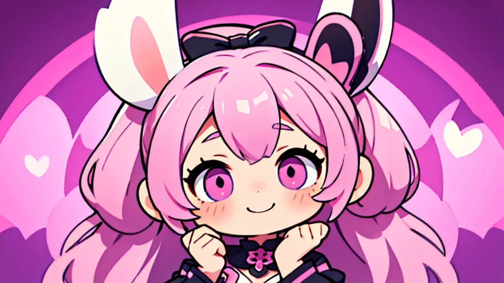 Bunny ears、Chibi Girl Dark Elf、Switching、Pink pop room、 smile