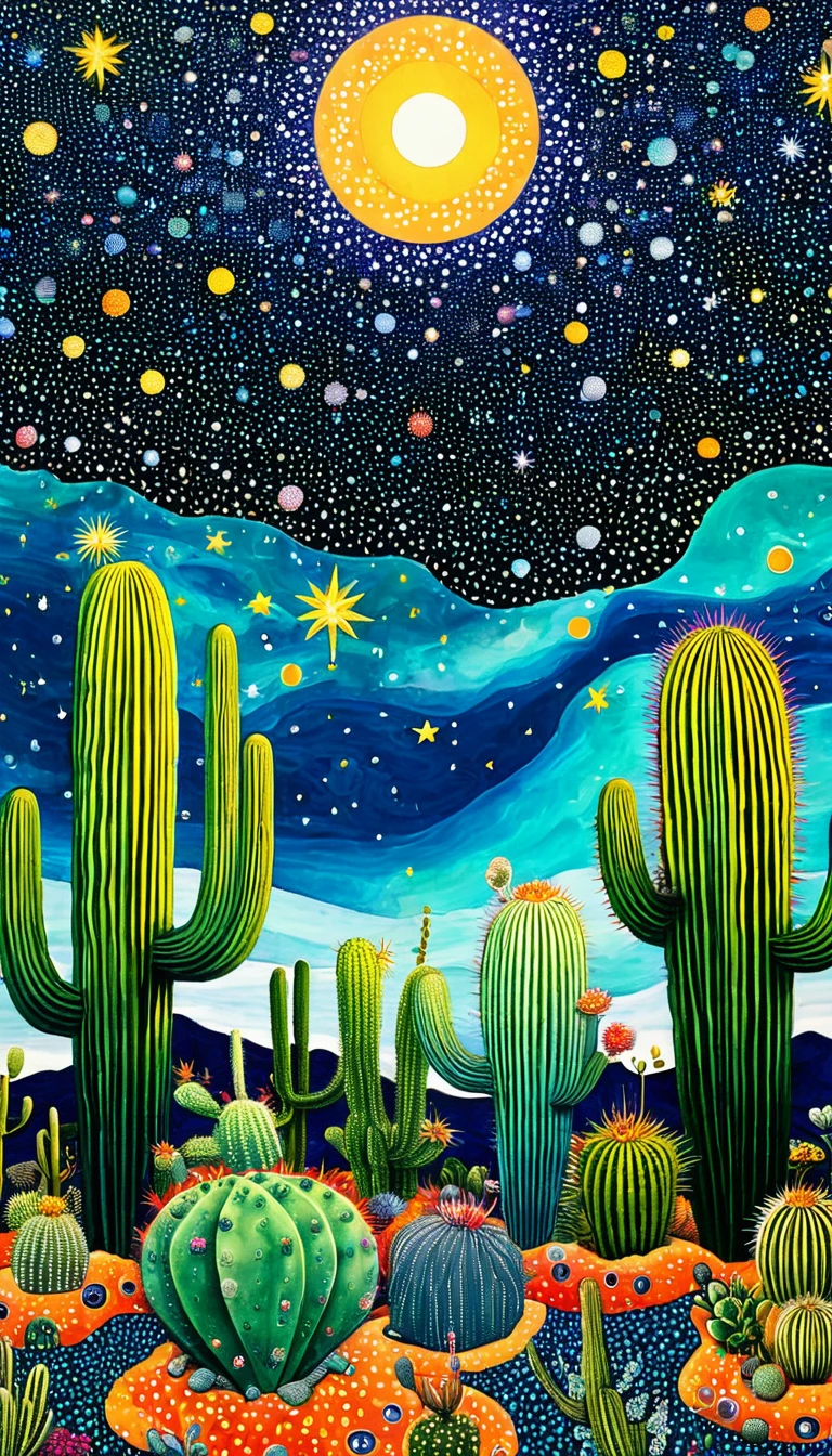 plantar、Marine life、Ojo、Starry sky，An abstract painting in the joint，Describing the inner world of autistic people，cactus、eye、Sense of space，blank space，Pointillism method，psychedelic art，interesting：1.5。Trypophobia