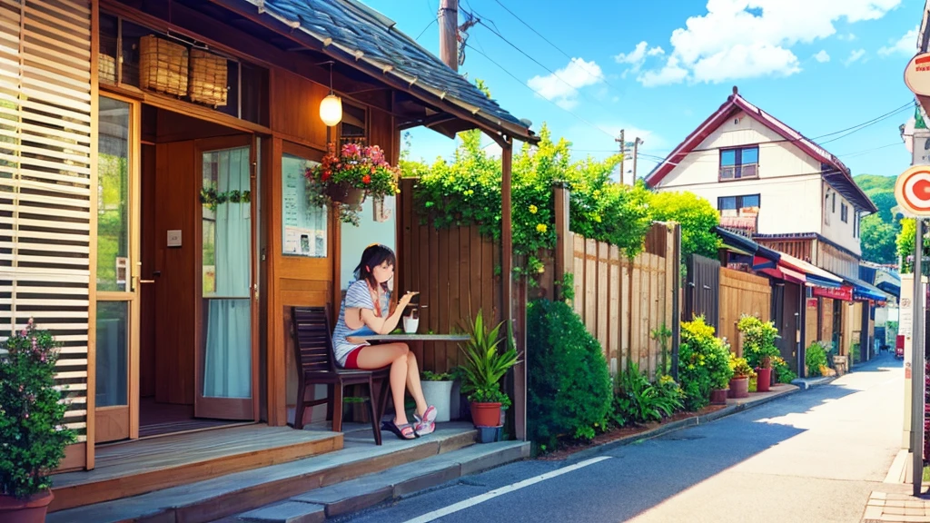 Cafe style、Summer cheerfulness、birdie、Image of a song playing