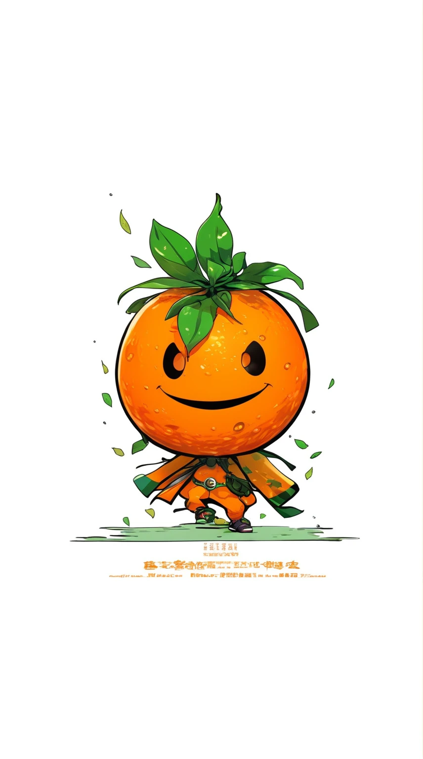 A cartoon orange with a green leaf on top, hidetaka tenjin, Hirohiko Araki, Hikari, Hurry, artstyle hiraku tanaka, hidetaka miyazaki, By Hideyuki Kikuchi, inspired by Okada Hanko, High quality fan art, Dynamic Guidance Art, kaisa, All heroes