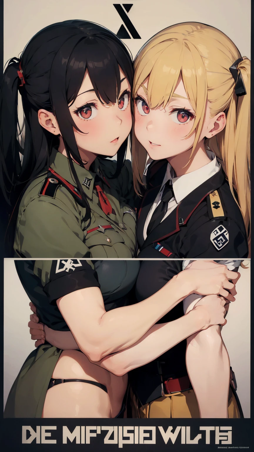 Special Forces Girls,during war,Grinning face,topless,belly button,aircraft carrier,Inward-curling ponytail,hat,Open your mouth,Yellow radiation symbol tattoo on stomach,Big Breasts,one person,Nipples,Breast Exposure