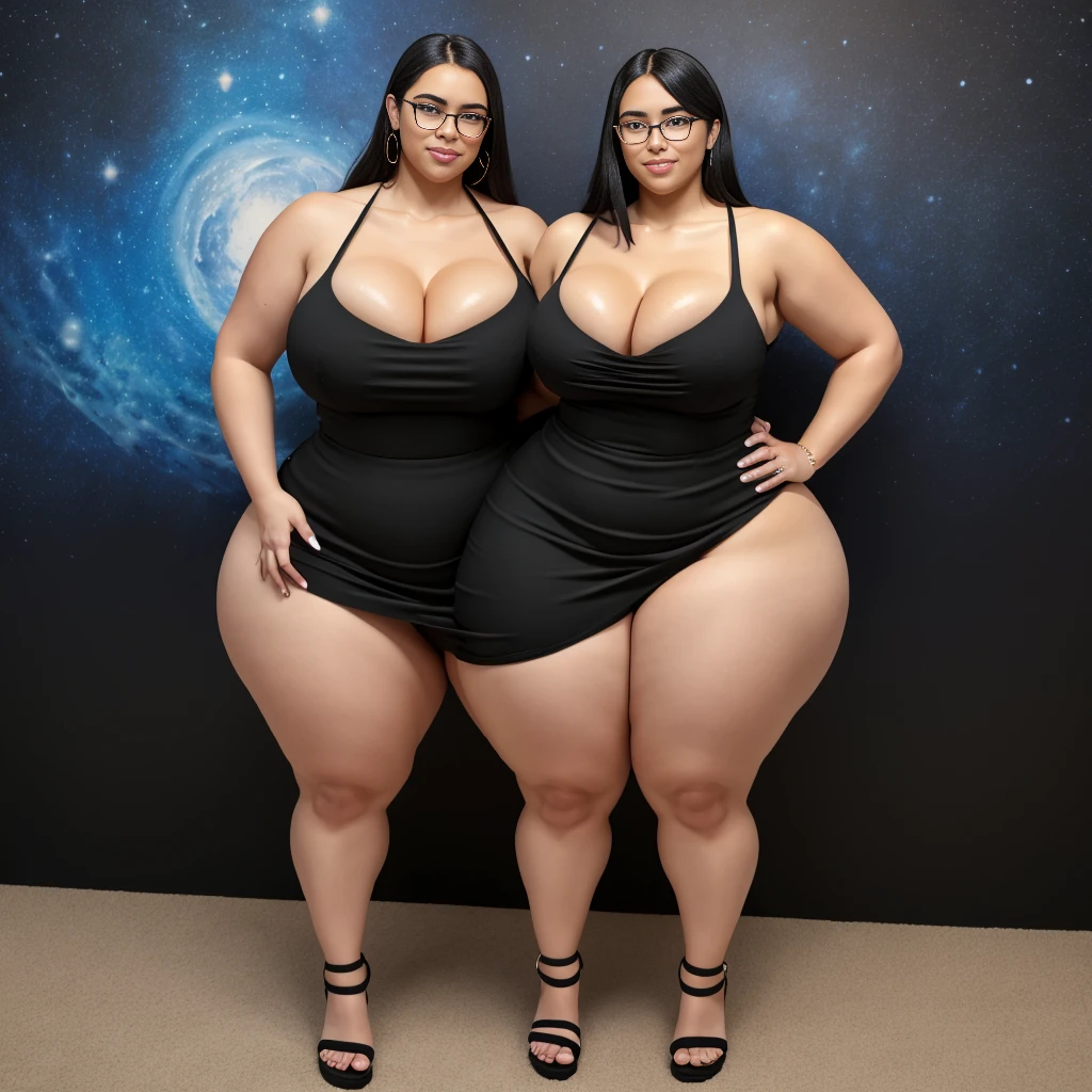 ((best quality)), ((masterpiece)), (detailed), perfect face, thicc woman,  beautiful face , thicc girl , widest hips , thicc , thicc body , thicc thighs , slim arms, huge large breasts, her body is thicc, full body view, dark-black room, black bokeh background, thight dress, wearing sandles, short hairstyle, wearing a watch, tall woman, restore face, dark skin , longest thight pants , glasses , cold vibes, , 4k resolution, Ethiopian goddess
