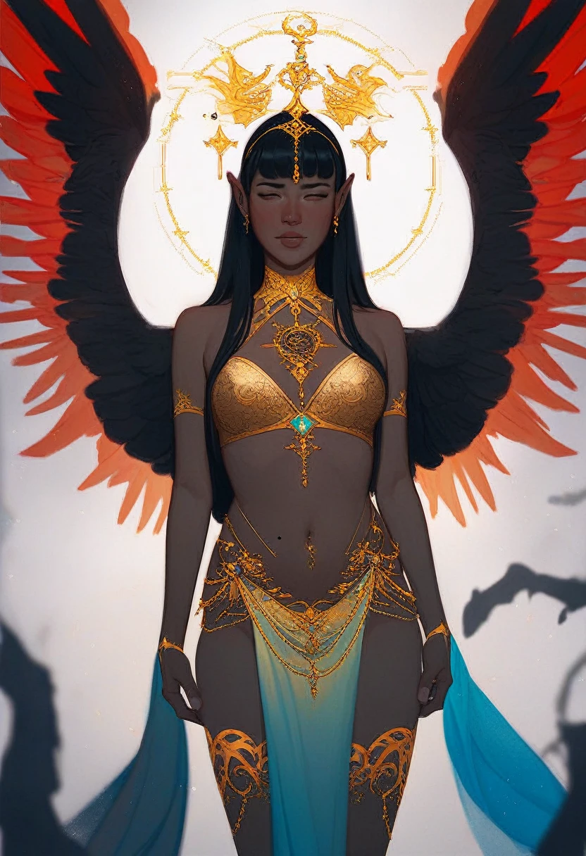 score_9, score_8_up, score_7_up, score_6, perfect anatomy, slender, 1girl, c0l0urc0r3, cute, bright colours, red braided hair, pointed ears, ornate violet robes with thigh slit, exposed thigh, leg jewelry, boots, tiny forehead jewel, beautiful, spear staff, electric aura, freckles, pauldrons, shoulder armor
