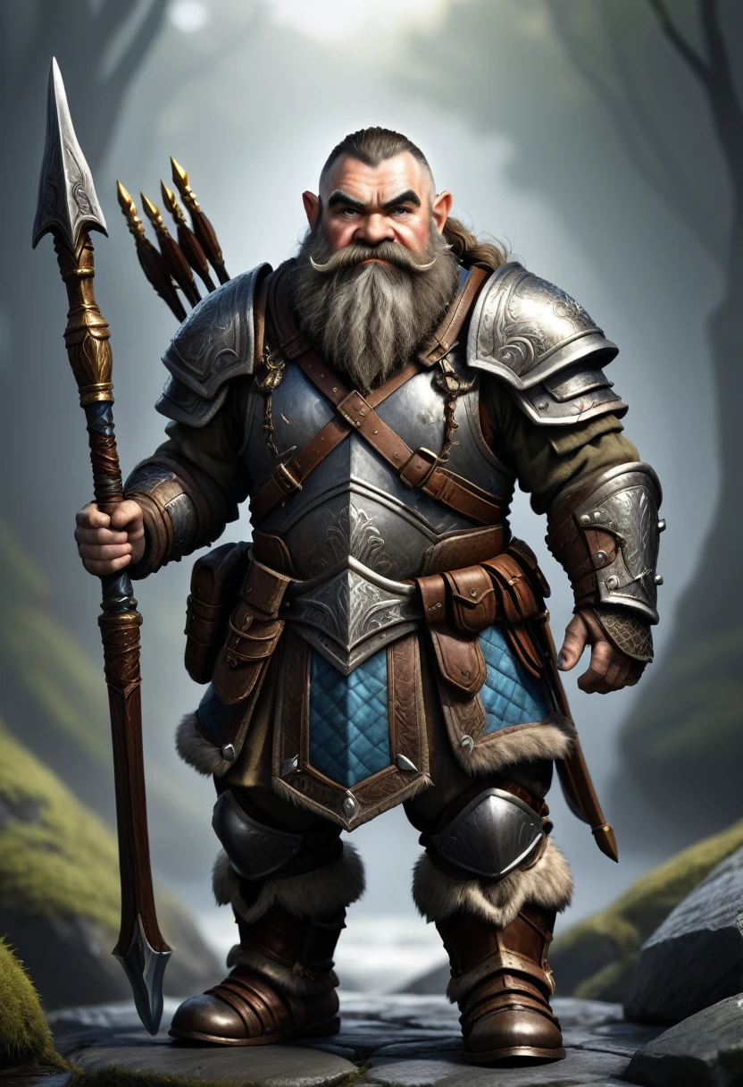 fantasy style dwarf with corssbow and heavy armor