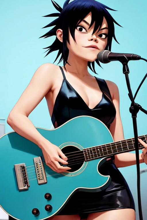 Noodle Gorillaz, sexy body, sexy Dress, playing guitar