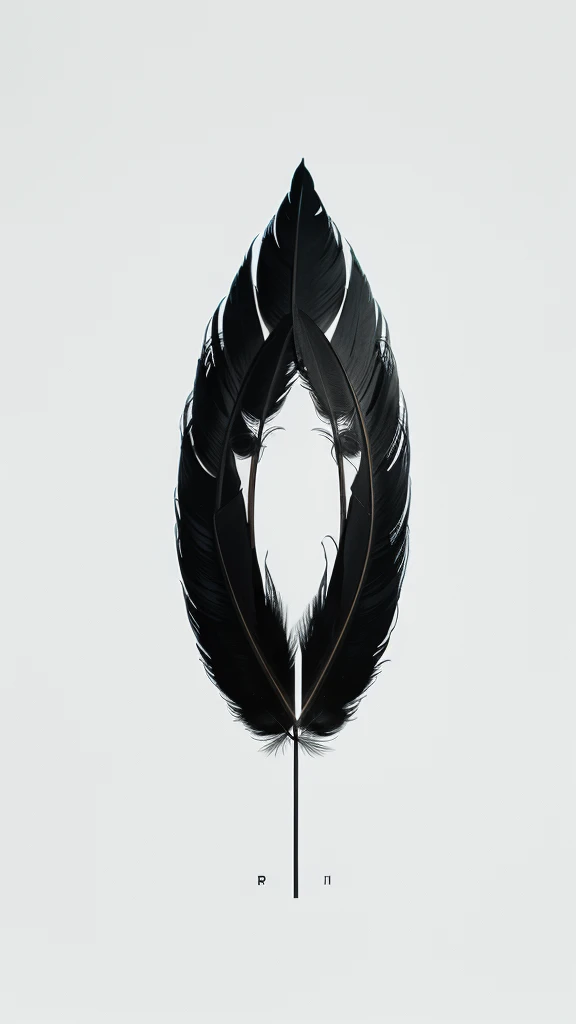 A minimal, modern, simple, cinematic logo design for the brand “Penamemoria". Create a modern, minimalistic, high-quality, logo of a dreamy. fantastic, poetic, masterpiece feather of Memories
