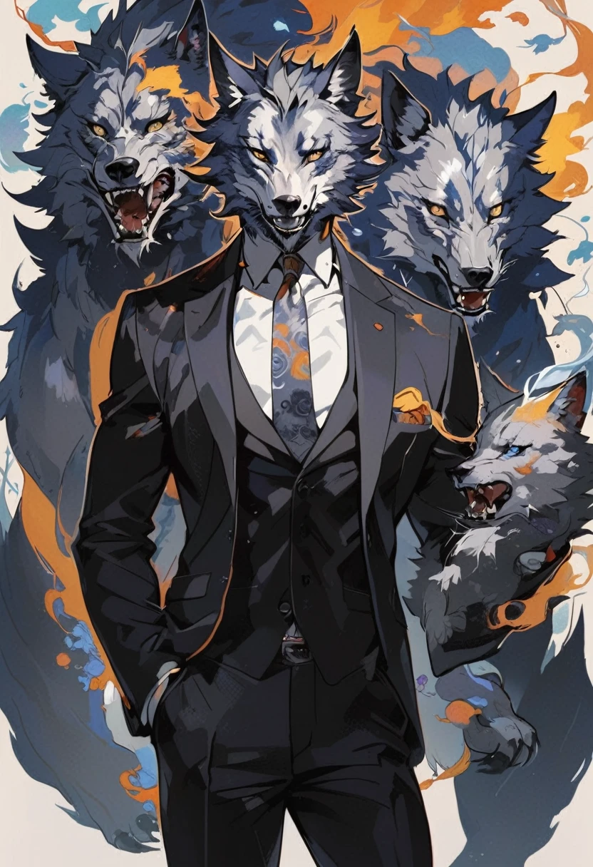 Wolf,beast,Humanoid,tobacco,suit,sexy,Sidelong glance,Small face
