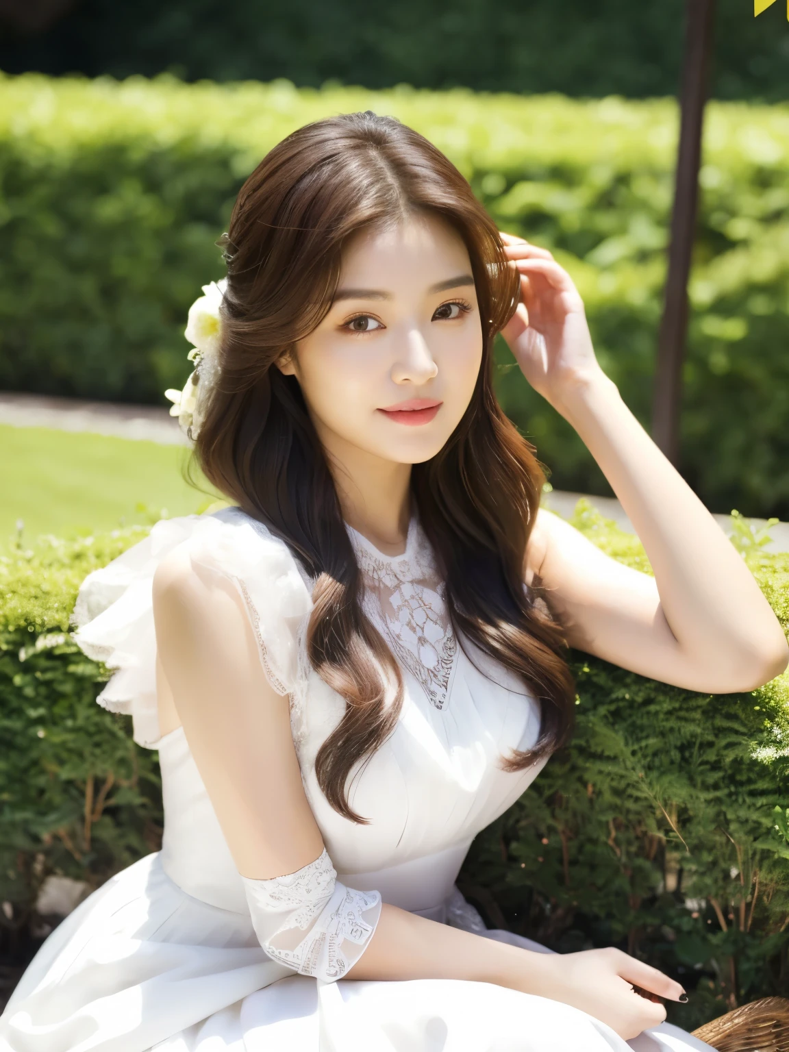 araffe woman in a white dress posing for a picture, lee ji-eun, lee ji - eun, hwang se - on, heonhwa choe, kwak ji young, jaeyeon nam, shin min jeong, female actress from korea, park ji-min, sangsoo jeong, kim hyun joo, cute korean actress, seseon yoon