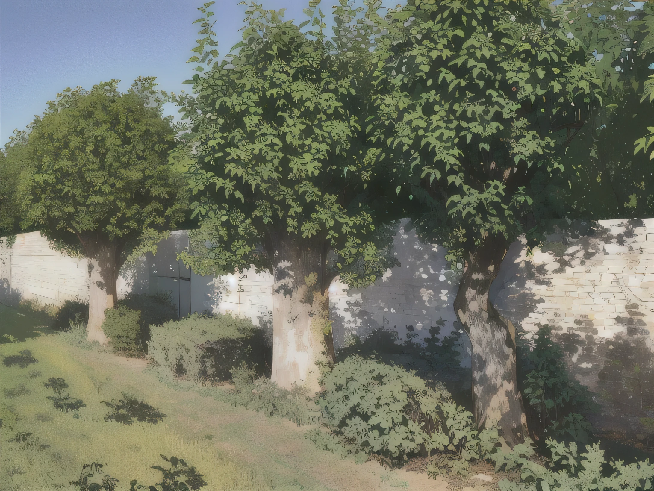 there are many trees that are growing in the grass, with fruit trees, trees growing on its body, fruit trees, linden trees, completely overgrown with vines, garden with fruits on trees, trees outside, walls are covered with vines, lots of cotton plants, overgrown with vines, thick and dense vines, date trees, overgrown trees
