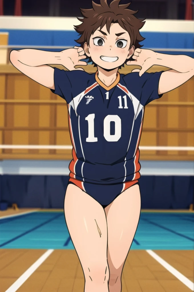 masterpiece, Best Quality, ultra detailed, animated style, backstroke volleyball boy, black and messy hair, with legend that says daler on his back, number 129 on his back, raising your arms, Looking up