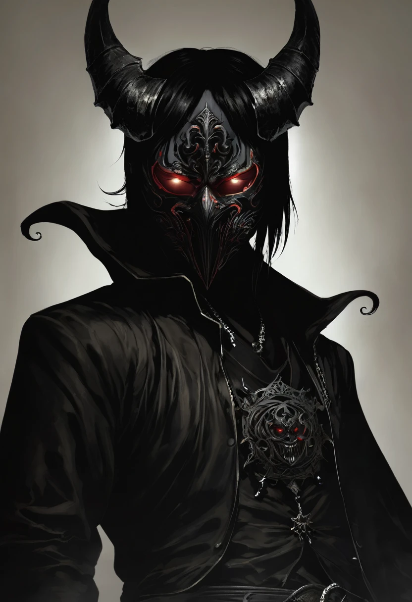 Dark, guy, mask, demon, glowing eyes, gothic, black hair
