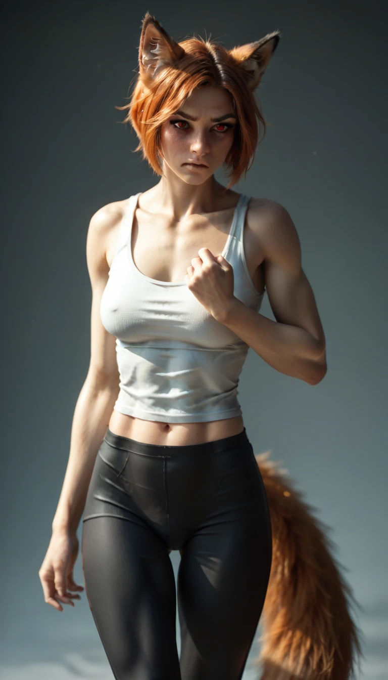(zPDXL2), score_9, score_8_up, score_7_up, source_anime, 2d,
(tomgirl), short ginger hair, punk hair style, half shaved hair style, (shy face:1.2), athletic, strong body, (fox ears, fox tail), action pose, hands , (wearing thigh yoga pants, wearing oversize long tank top), narrow hips, solo, showing belly, red eyes,
AissistXLv2, unaestheticXL_bp5, SimplePositiveXLv2, zPDXL2 PonyXLV6_Scores