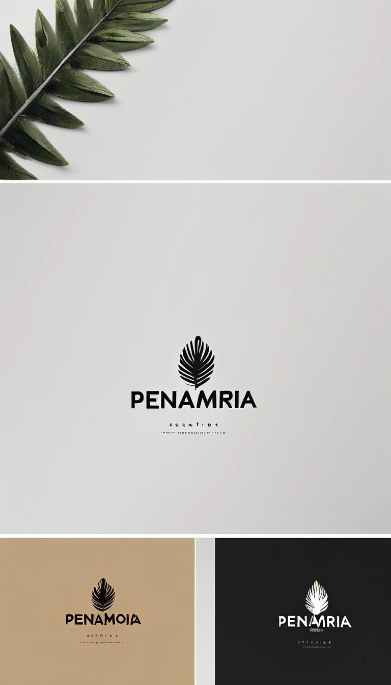 A minimal, modern, simple, cinematic logo design for the brand “Penamemoria". Create a modern, minimalistic, high-quality, logo of a boy-feather