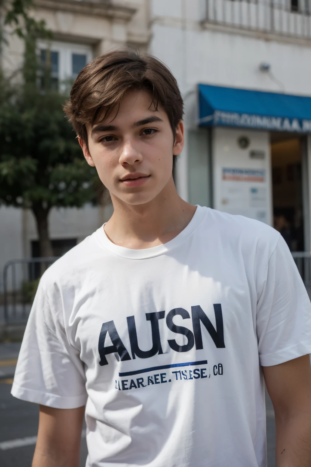 An Argentine boy in Argentine cities of 18 years old with Italian descent of 1.70 tall with his blue Argentine shirt