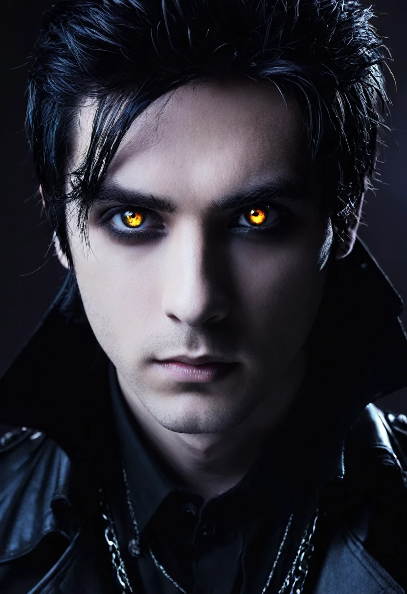 Dark, guy, glowing eyes, gothic, black hair