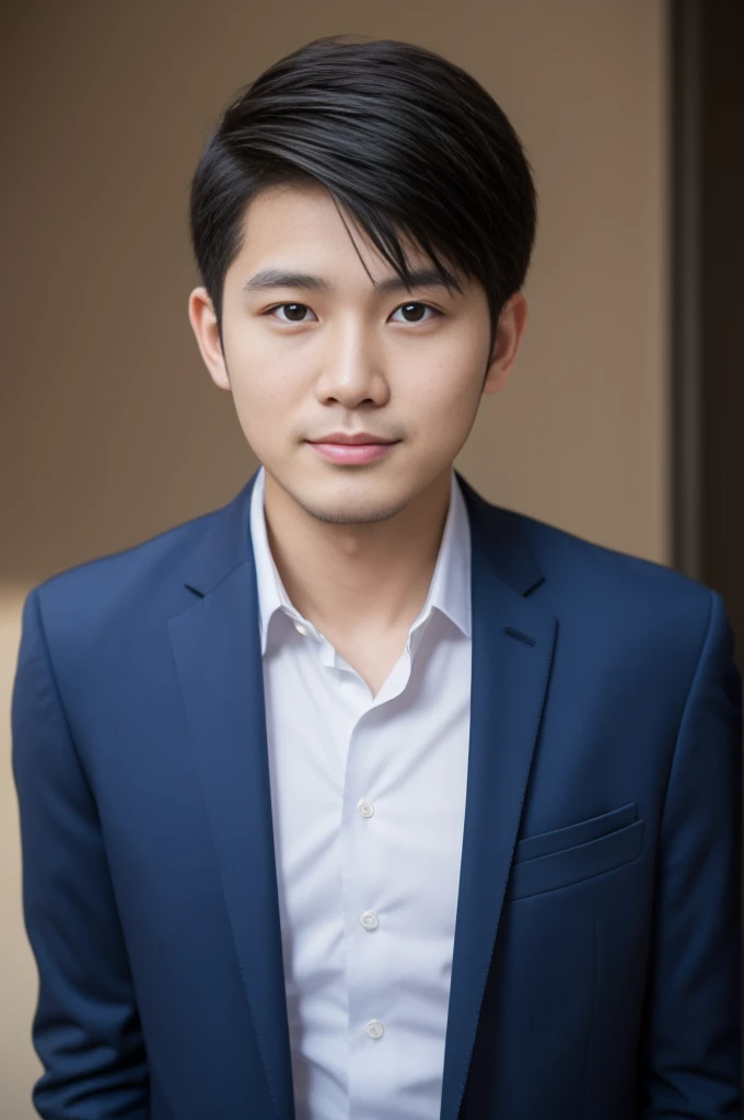 a handsome vietnamese guy in suit, 30 year old man, Ultra high quality, short hair, Hair is neat.No short beard.no beard, face focus, working as HR manager