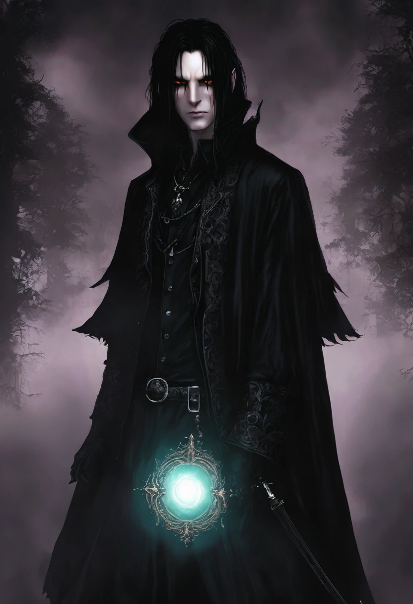 Dark, guy, glowing eyes, gothic, black hair
