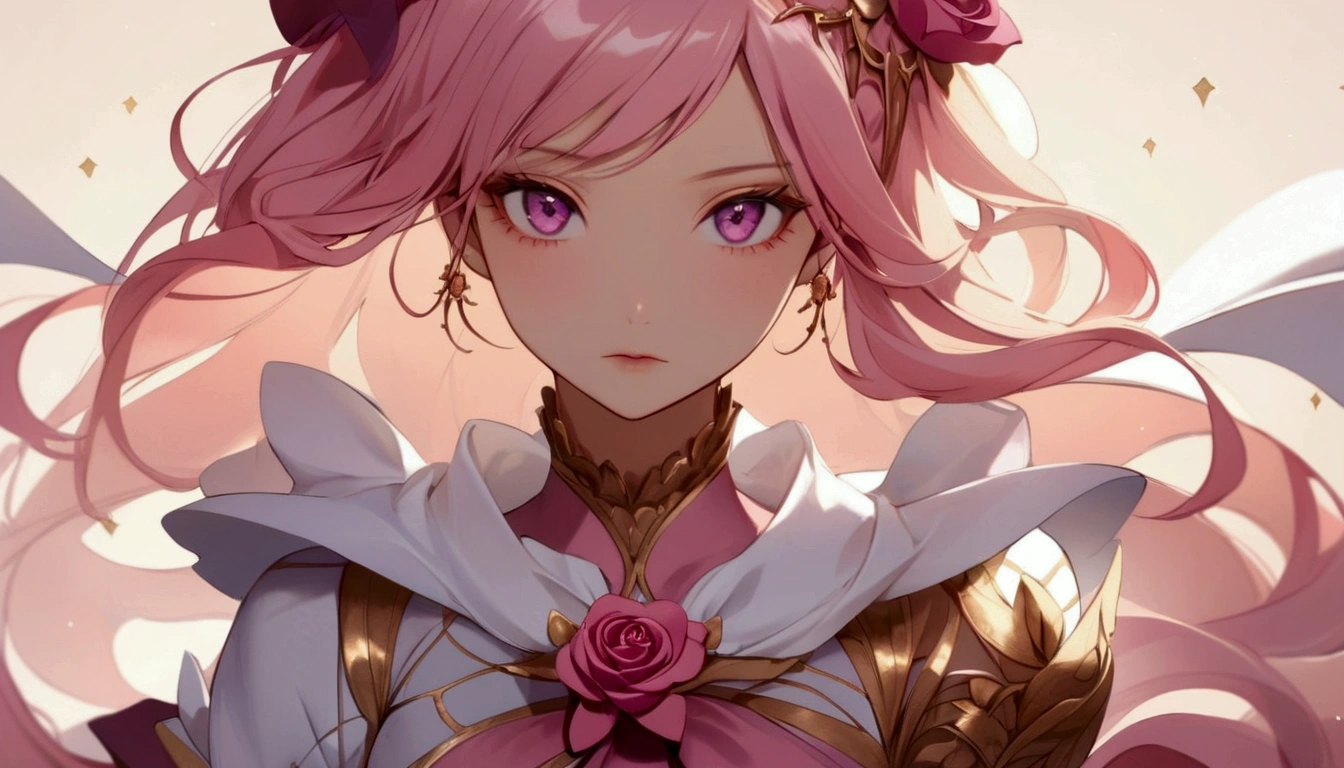 1woman, solo, pink hair, gray eyes, detailed eyes, eyelashes, light lips, 25years old, キス待ち顔, (cowboy shot:1.3), from above