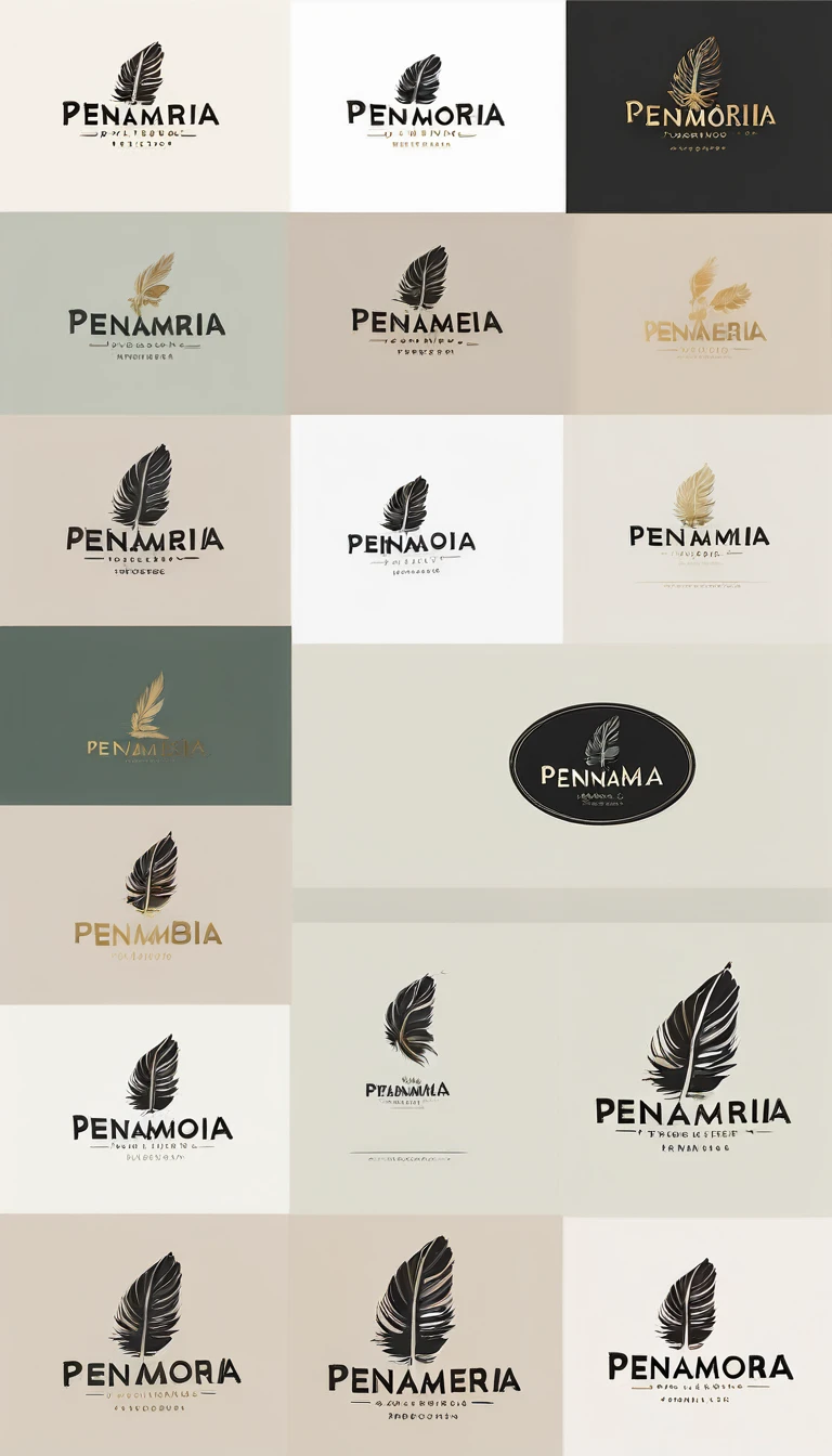 Create a minimal, modern, simple, inspirational, memorable, dream like logo design of a boy and a feather for the brand “Penamemoria".