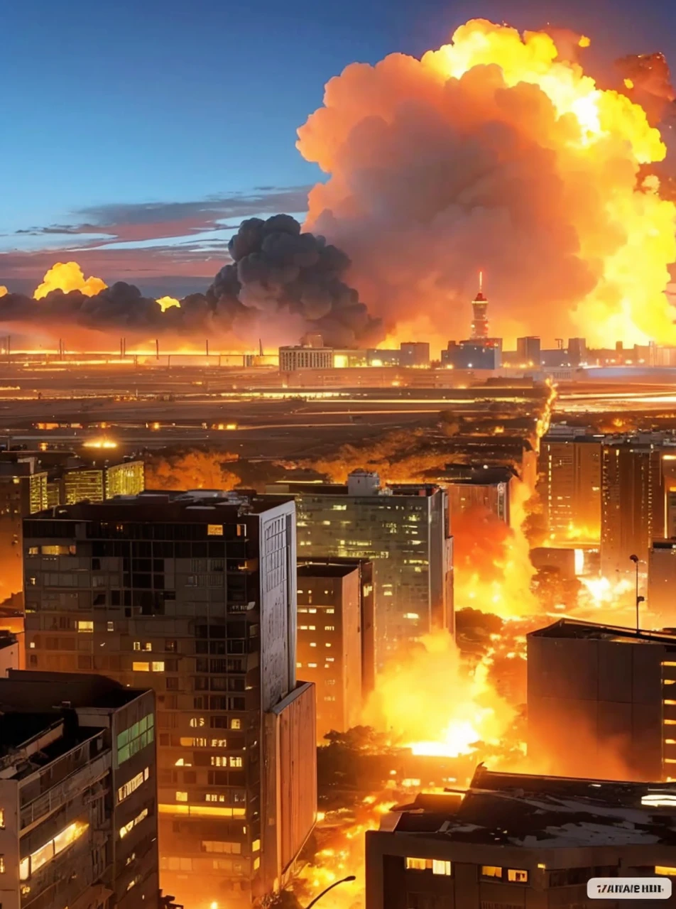 Taiwan,Building 101,under nuclear attack,Flames bursting into the sky,reality,