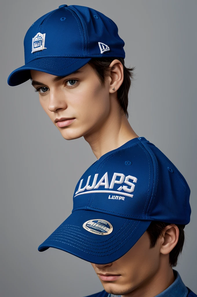 Logo for a blue cap business " topcaps JL"