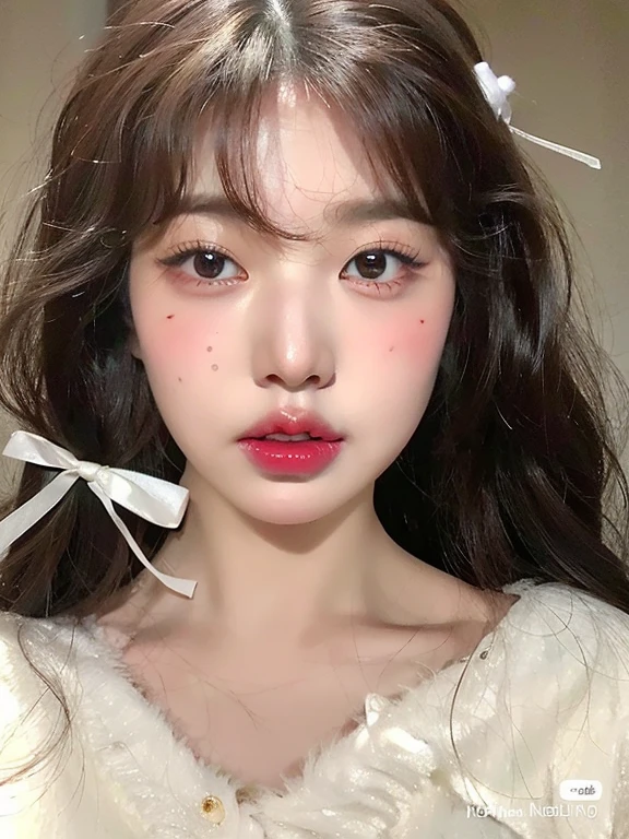 A close-up of a young woman with long hair and a white sweater., ulzzang, sakimichan, maquillaje suave, maquillaje popular de corea del sur, joven y adorable rostro coreano, maquillaje coreano popular, pale milky white porcelain skin, pale korean adorable face, linda cara de anime natural, hermoso rostro estetico, preciosa cara delicada, chica linda-cara-fina, nsfw, light pink nipples,(election of pink nipples:1.2), spread legs, squatting, pussy focus, cameltoe, spread pussy wide, vaginal fingers, pubic hair
