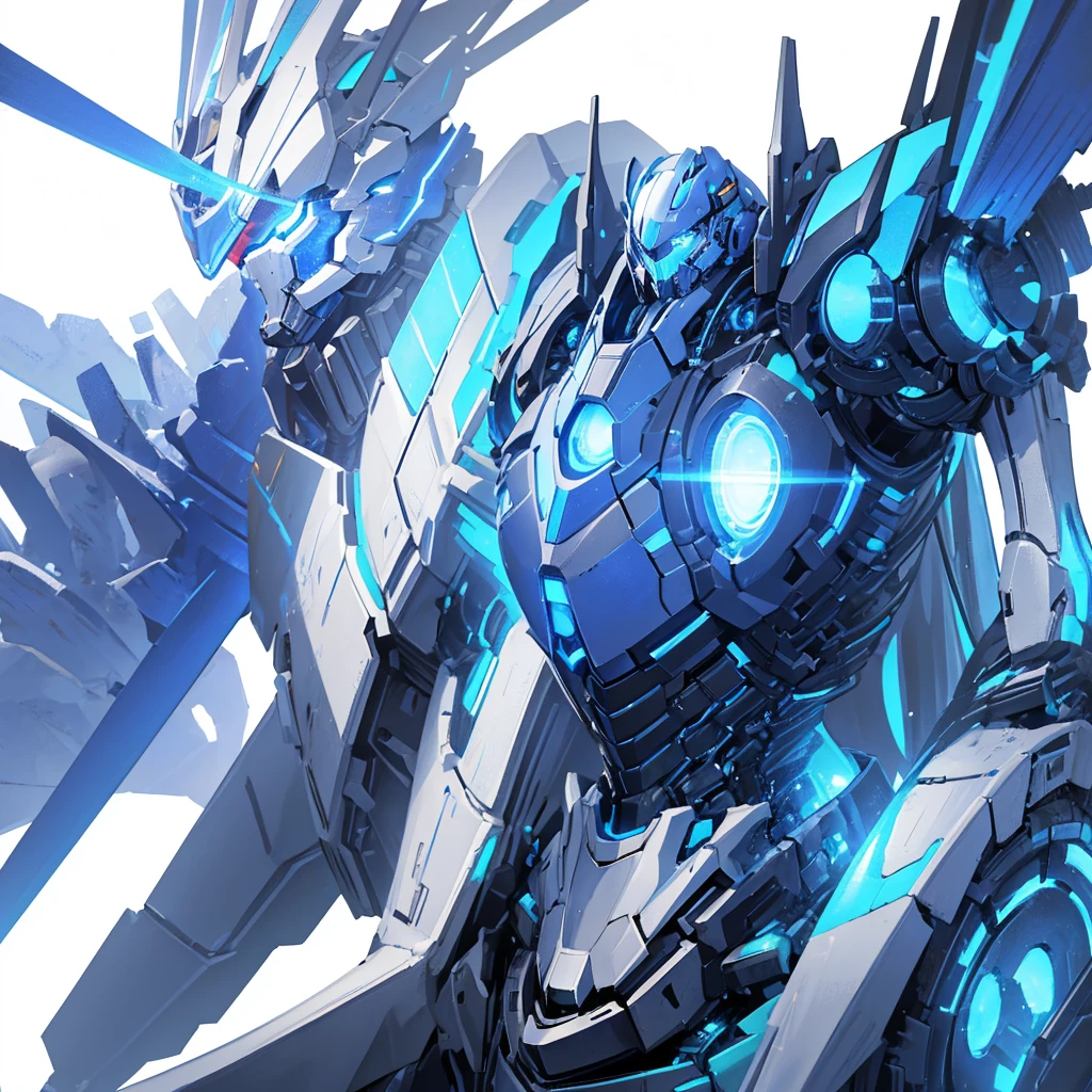 sky, cloud, holding_weapon, no_humans, glowing, , robot, building, glowing_eyes, mecha dragon, science_fiction, city, realistic,mecha dragon BLUE neon --auto --s2