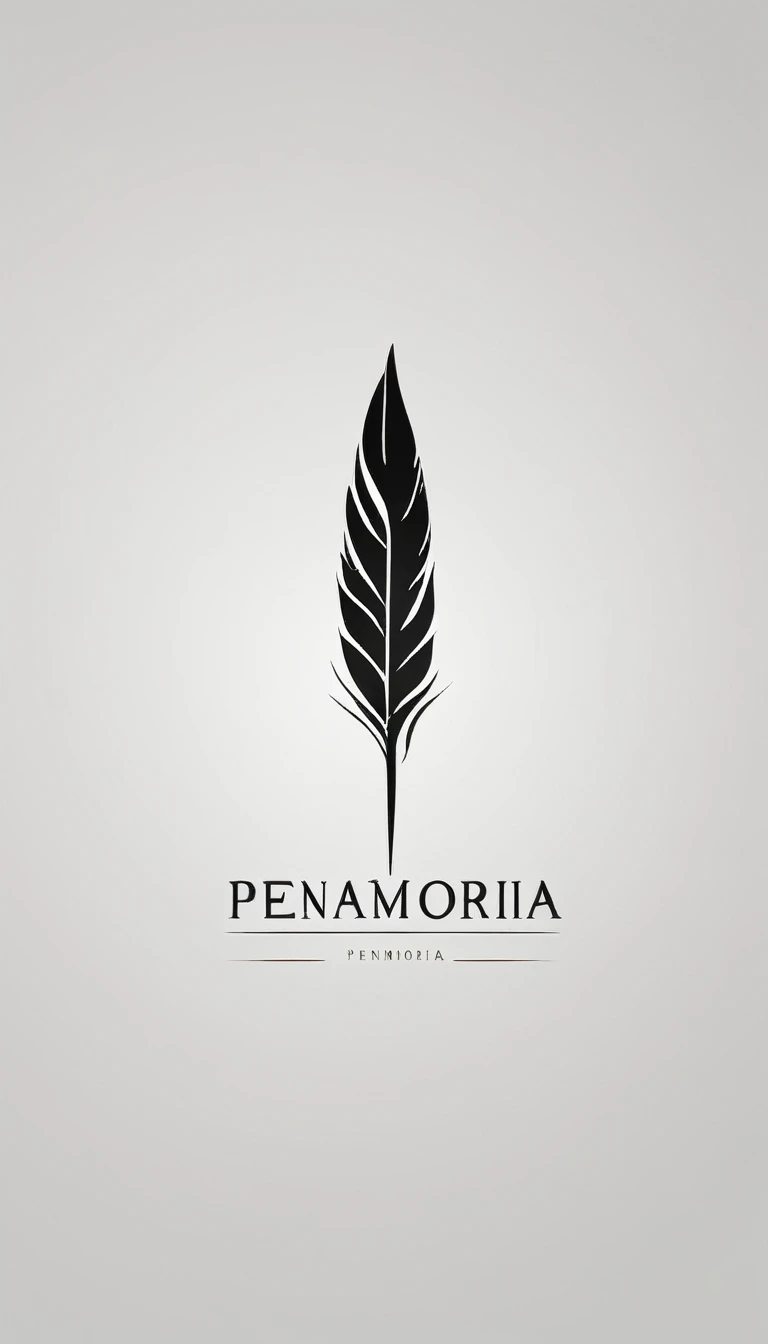 A minimal, modern, simple, cinematic logo design for the brand “Penamemoria". Create a modern, minimalistic, high-quality, logo of a feather-bird
