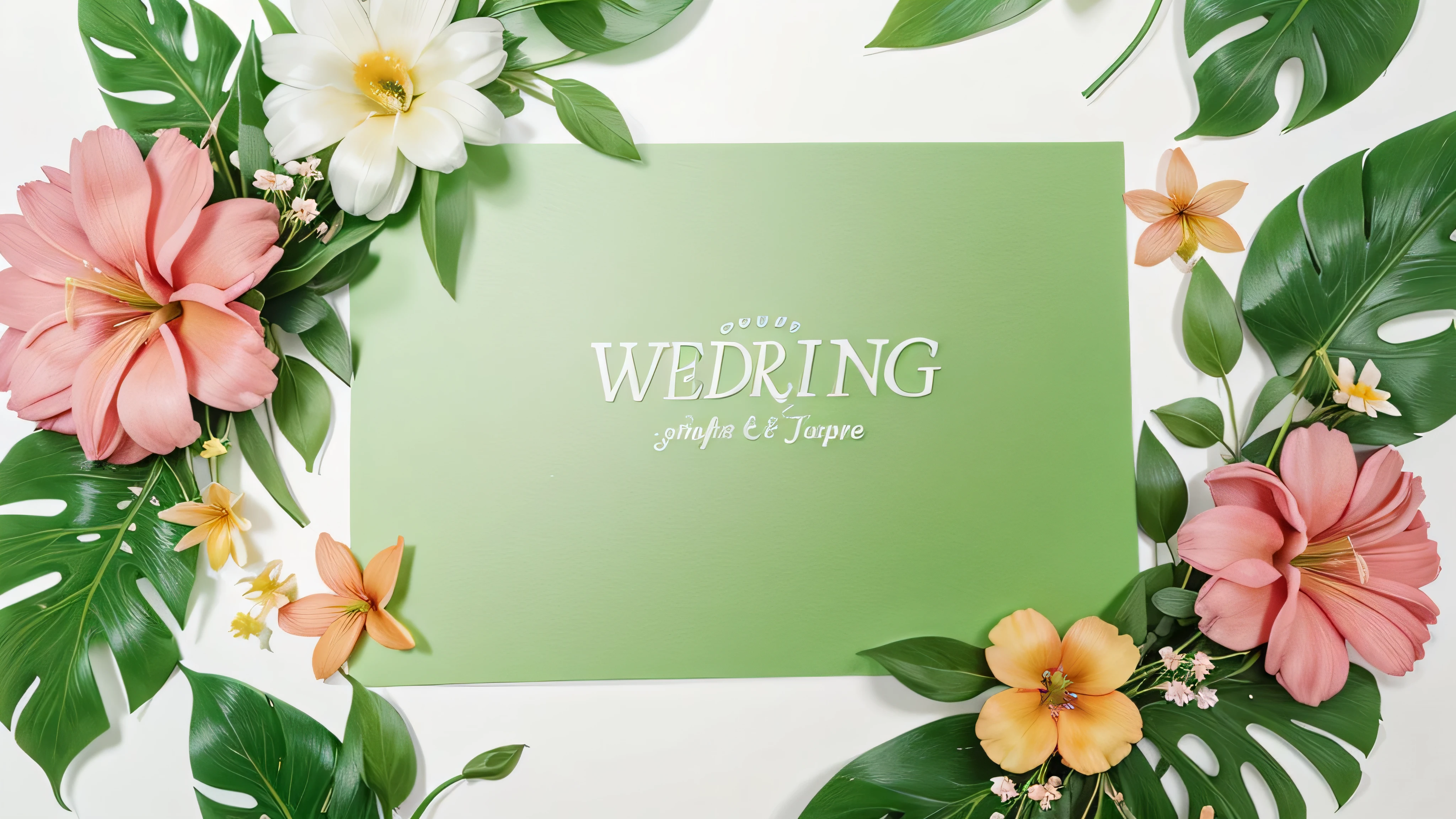 Watercolor of Tropical spring floral green leaves and flowers s isolated on transparent png background, bouquets greeting or wedding card decoration