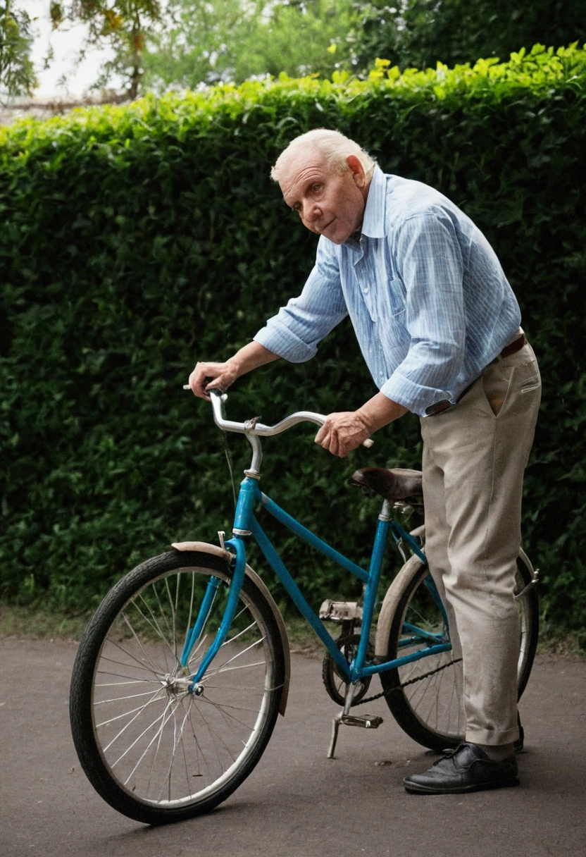 A boy on a bicycle