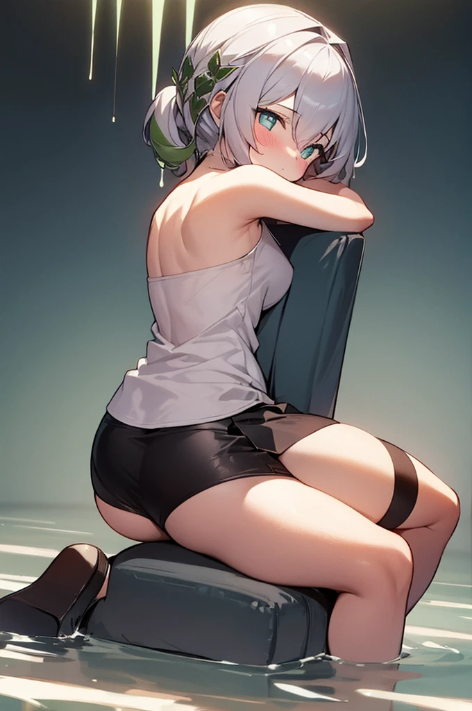 Naked cute girl sits on top of a guy