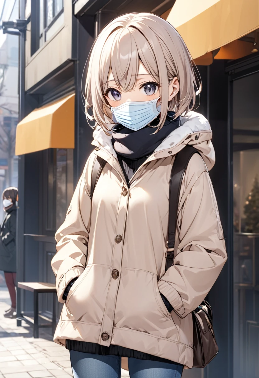 Short stature, small breasts, cold mask, casual clothes