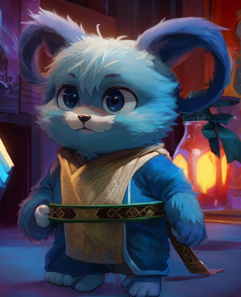 (((Barefoot furry character, full body, cinematic setting, furry male, plantigrade))), star wars Jedi, Nubs Pooba, cute bear-like creature, blue fur
BREAK, detailed background, 8K, (masterpiece:1.5), intricate details, highly detailed, extreme detail, octane render, fine art, best quality, highres, (detailed face:1.5), ((full_body)), UHD, (((perfect hands))), (((perfect feet))), low light