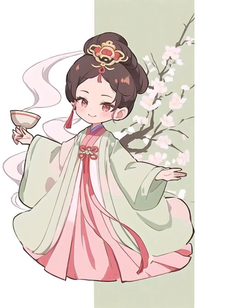 An ancient painting,A woman in Han Dynasty clothing in the painting, 穿着粉色汉服的girl,化着妆容的漂亮girl,The pink cherry mouth is smiling happily,The princess is smiling,Simple line drawing,girl,antiquity,Chinese style,palace , a girl in Hanfu, ancient Chinese Princess, Chinese Beauty, Wearing Chinese clothes, Chinese Art Style, Chinese Goddess, Dynasty princess, Chinese Princess, Chinese traditional clothing, Chinese painting style, white Hanfu, Hanfu, 中国girl, Inspired by Qiu Ying,4K,8k,Ultra HD Ultra Detailed,Smooth lines,Smooth lines