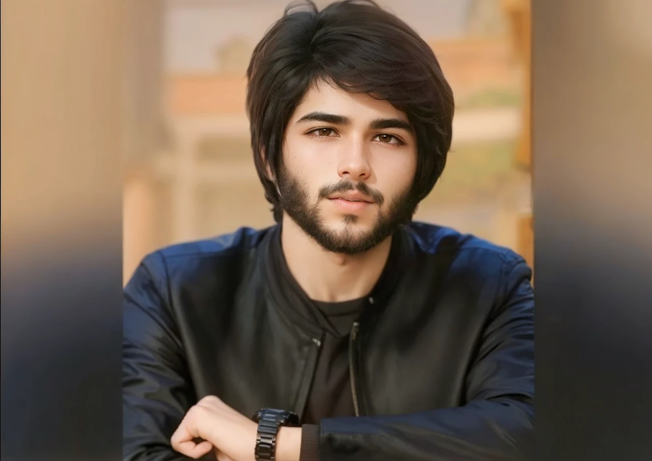 16 year old boy, black hair, short hair, with friends at the mosque determined to make a decision