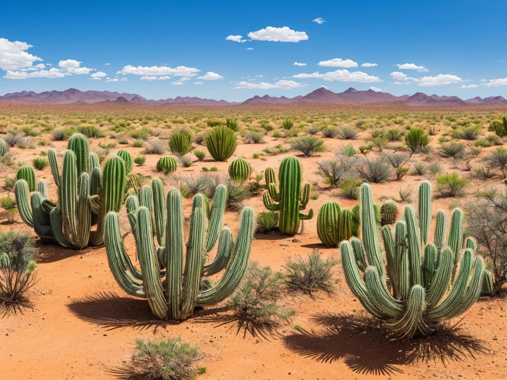 paisagem, Cactus plants in a desert area with a sky background, caatinga, paisagem do deserto, serene desert scenery