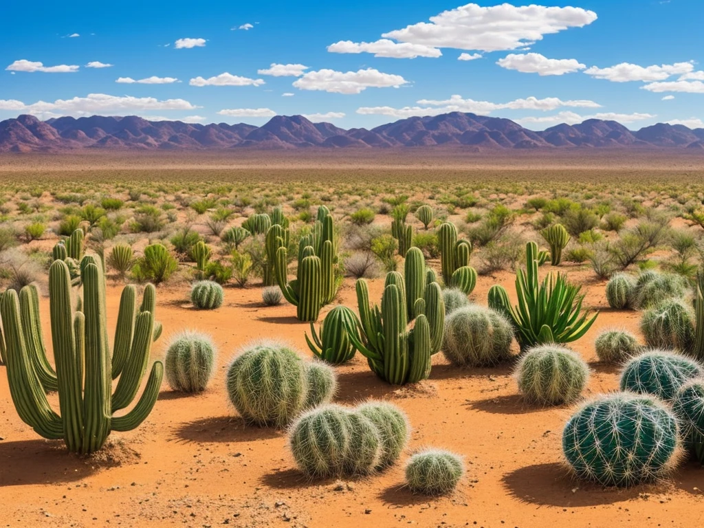 paisagem, Cactus plants in a desert area with a sky background, caatinga, paisagem do deserto, serene desert scenery