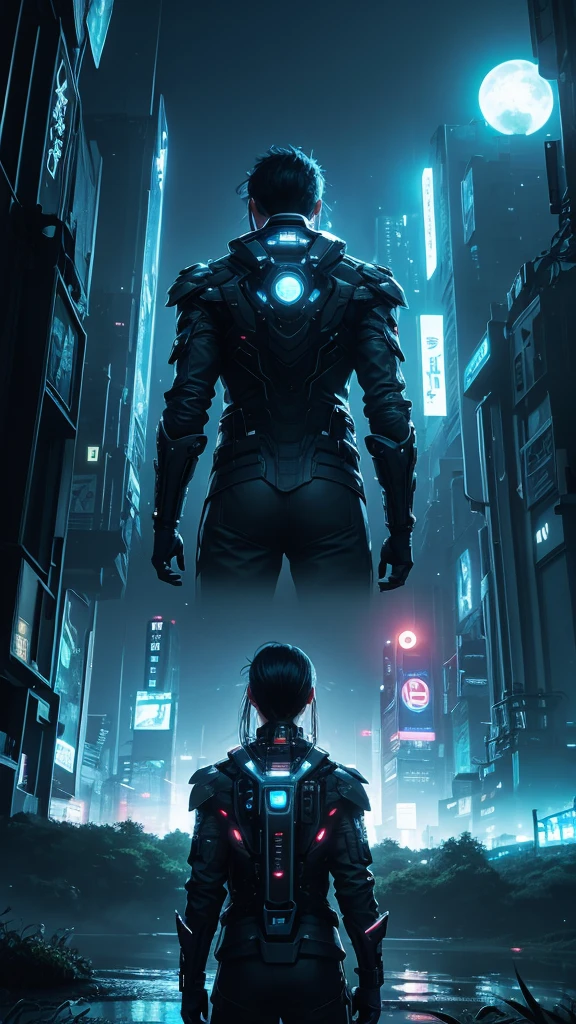 Night view、nature、relax、refresh、Illustration effect for posters and magazines, cyber punk、Back view