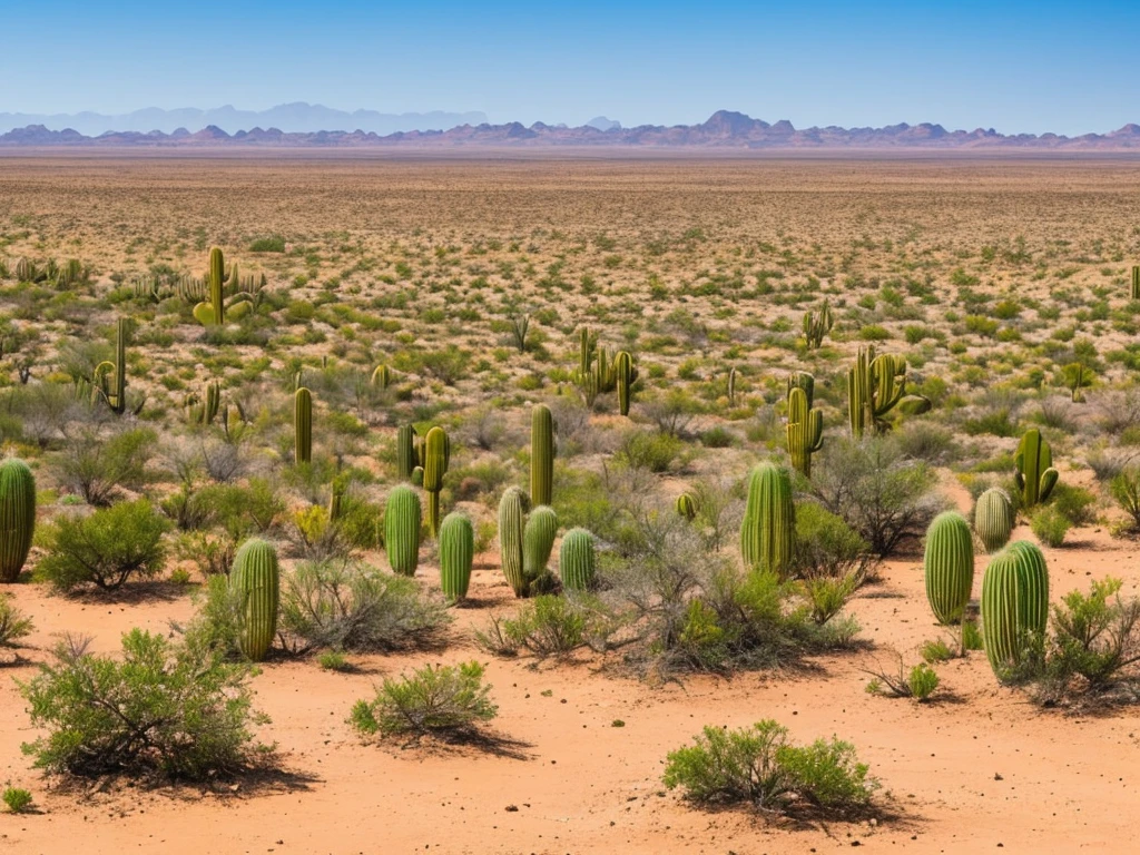 paisagem, Cactus plants in a desert area with a sky background, caatinga, paisagem do deserto, serene desert scenery
