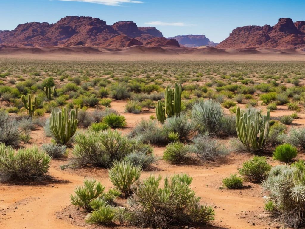 paisagem, Cactus plants in a desert area with a sky background, caatinga, paisagem do deserto, serene desert scenery