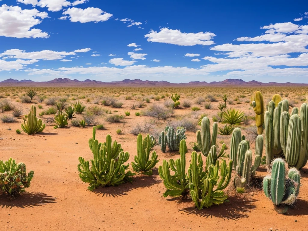 paisagem, Cactus plants in a desert area with a sky background, caatinga, paisagem do deserto, serene desert scenery