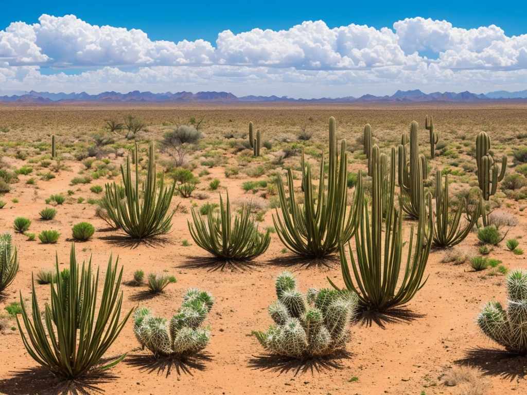 paisagem, Cactus plants in a desert area with a sky background, caatinga, paisagem do deserto, serene desert scenery