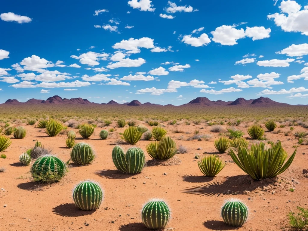 paisagem, Cactus plants in a desert area with a sky background, caatinga, paisagem do deserto, serene desert scenery