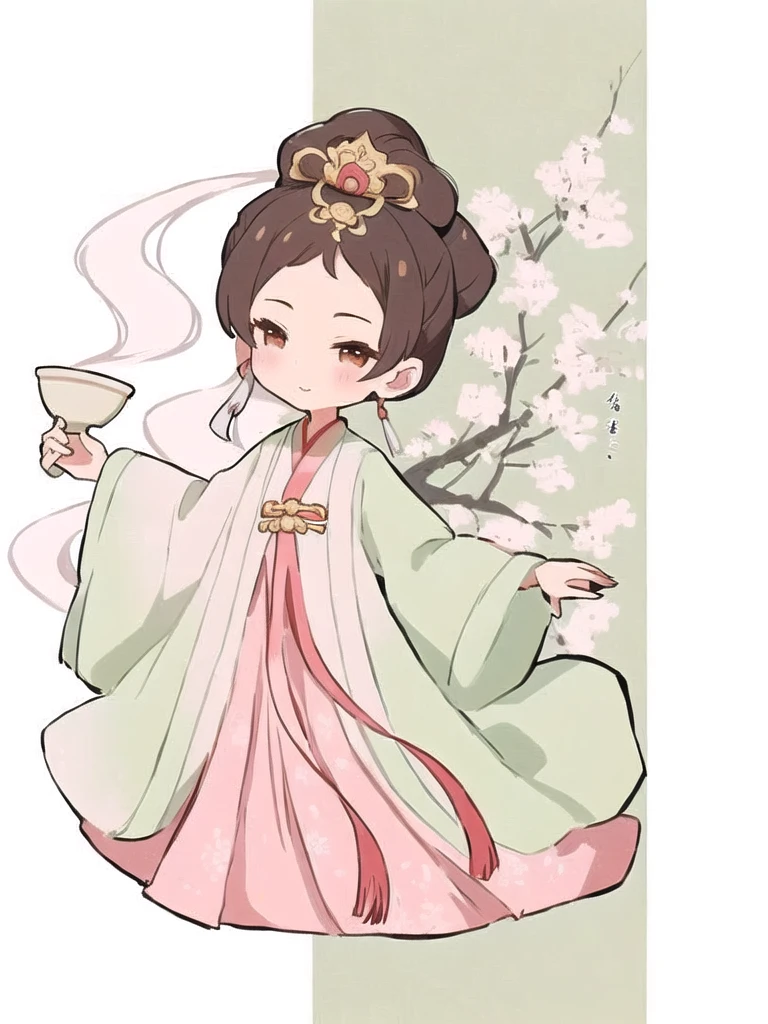 A painting,A woman in Han Dynasty clothing in the painting, 穿着粉色汉服的girl,化着妆容的漂亮girl,Princess is dancing,Don't hold anything in your hands,Qiong Yu hand,The pink cherry mouth is smiling happily,The princess is smiling,Simple line drawing,girl,antiquity,Chinese style,palace , a girl in Hanfu, ancient Chinese Princess, Chinese Beauty, Wearing Chinese clothes, Chinese Art Style, Chinese Goddess, Dynasty princess, Chinese Princess, Chinese traditional clothing, Chinese painting style, white Hanfu, Hanfu, 中国girl, Inspired by Qiu Ying,4K,8k,Ultra HD Ultra Detailed,Smooth lines,Smooth lines