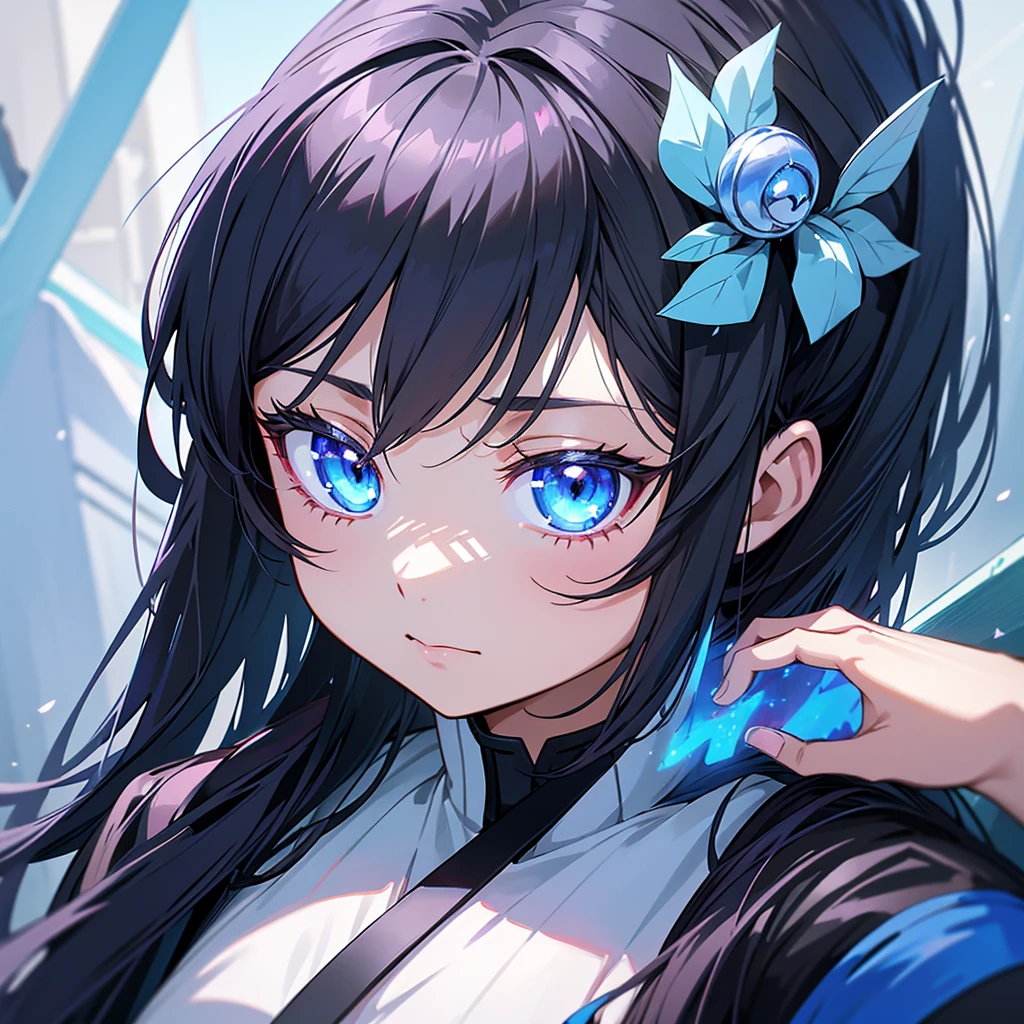 Girl with long black hair that are blue on inside. Blue eyes with an athletic body, warrior outfit,detailed digital anime art, anime style 4 k, anime style. 8k, digital anime art, seductive anime girl, realistic anime artstyle, beautiful anime portrait, anime style portrait, beautiful anime girl, anime styled digital art, detailed portrait of anime girl, anime moe artstyle, beautiful anime woman