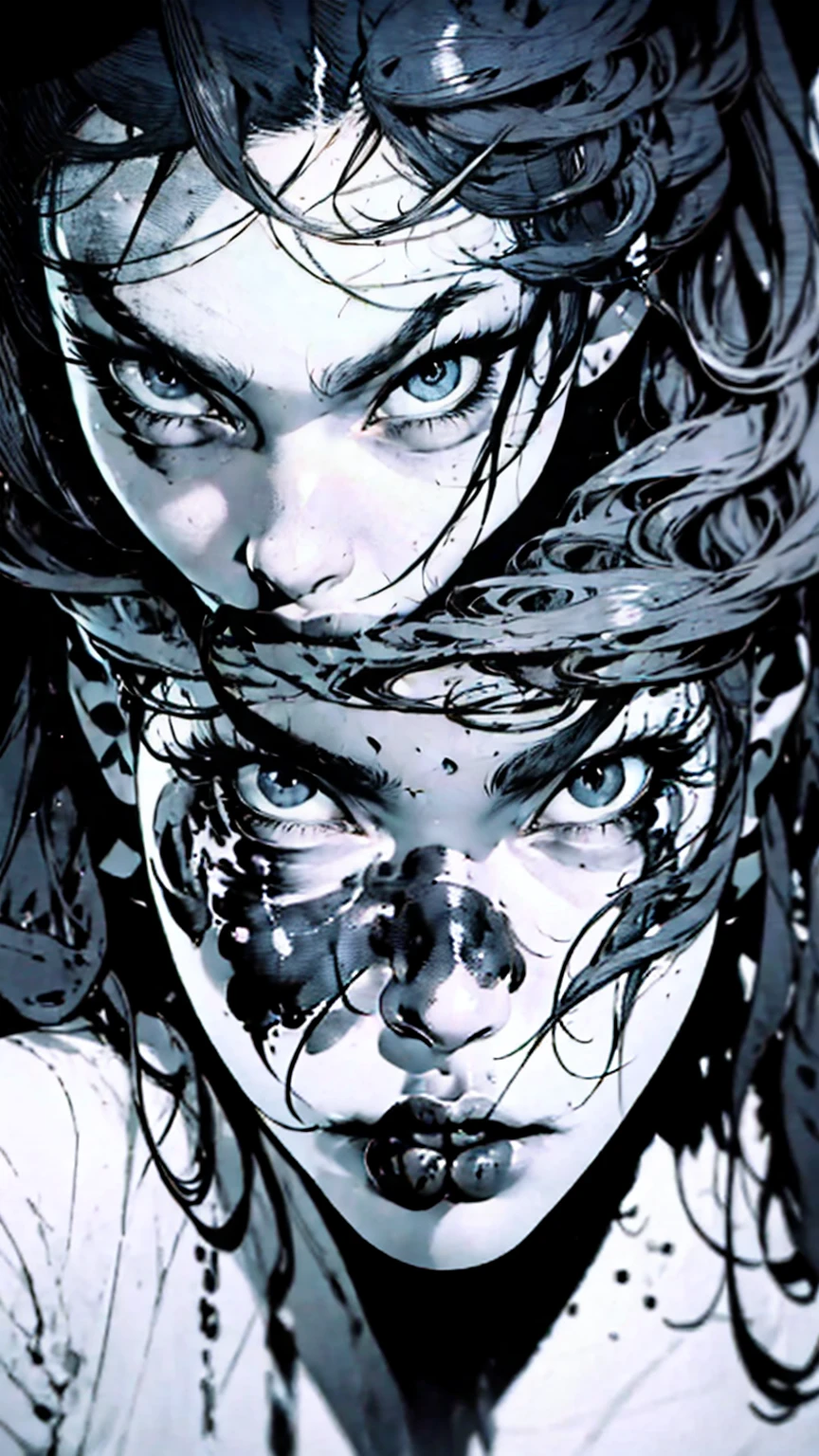 A hyper-realistic painting of metallic Marilyn Monroe, submerged in a sea of black goo and cables, desperately trying to escape a web of tentacles and venomous goo, with a backdrop of luxury and green. Rendered in the style of Arlequine --auto